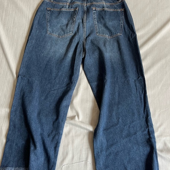 Good American Good Waist Denim High Rise Palazzo Cropped Jeans Indigo Sz 12 - Picture 3 of 12